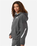 Adidas AT221 Women's Z.N.E Full-Zip Hooded Sweatshirt - Team Grey Four/ White - model side