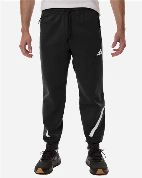 Adidas AT222 Men's Z.N.E Joggers - Black/ White - model front