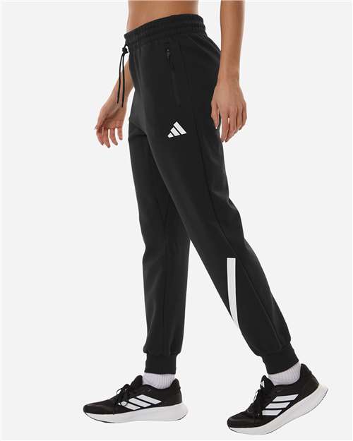 Adidas AT223 Women's Z.N.E Joggers - Black/ White - model side