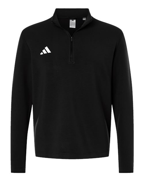 Adidas AT400 Men's 3-Stripes Quarter-Zip Pullover - Black/ White - front