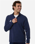 Adidas AT400 Men's 3-Stripes Quarter-Zip Pullover - Team Navy Blue/ White - model front