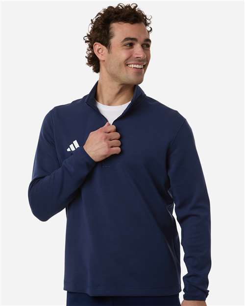 Adidas AT400 Men's 3-Stripes Quarter-Zip Pullover - Team Navy Blue/ White - model front