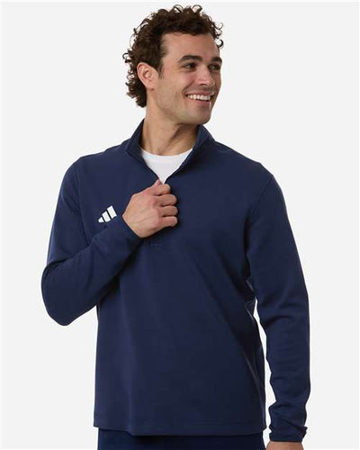 Adidas AT400 Men's 3-Stripes Quarter-Zip Pullover - Team Navy Blue/ White - model front