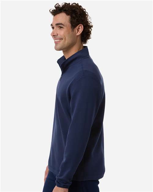 Adidas AT400 Men's 3-Stripes Quarter-Zip Pullover - Team Navy Blue/ White - model side
