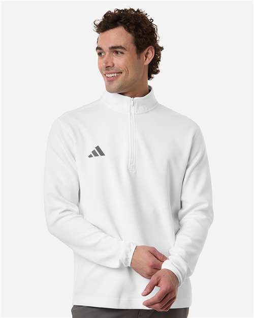 Adidas AT400 Men's 3-Stripes Quarter-Zip Pullover - White/ Team Grey Four - model front