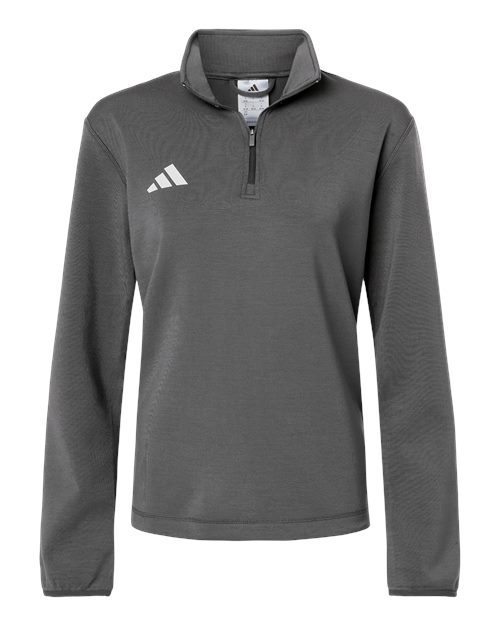 Adidas AT401 Women's 3-Stripes Quarter-Zip Pullover - Team Grey Four/ White - front