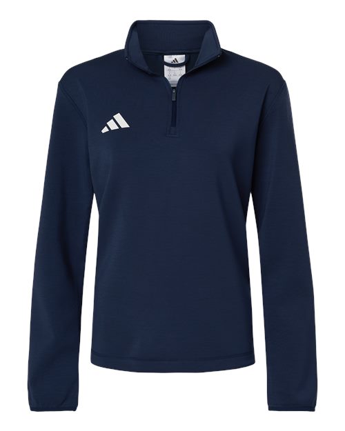 Adidas AT401 Women's 3-Stripes Quarter-Zip Pullover - Team Navy Blue/ White - front