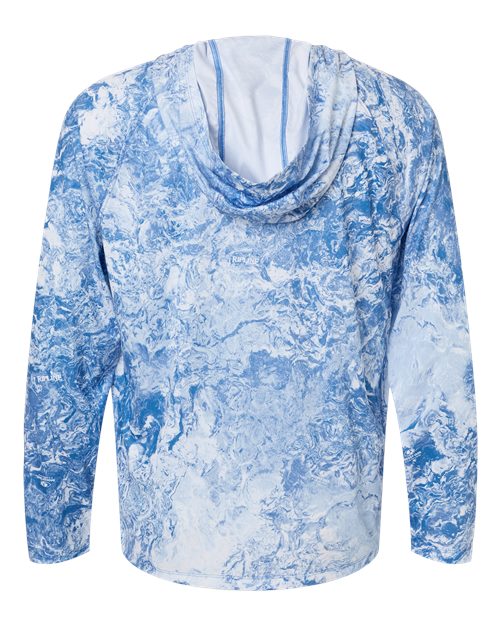 HUK H12L0047 Men's Pursuit Mossy Oak Printed Hooded Long Sleeve T-Shirt - Regatta - back