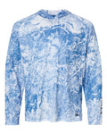 HUK H12L0047 Men's Pursuit Mossy Oak Printed Hooded Long Sleeve T-Shirt - Regatta - front