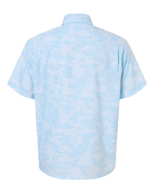 HUK H1500220 Men's Tidepoint Printed Short Sleeve Shirt - Coastal Drift - back
