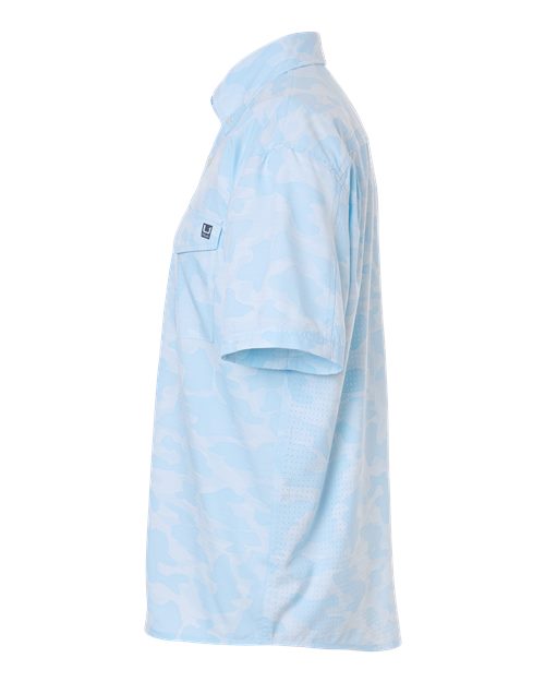 HUK H1500220 Men's Tidepoint Printed Short Sleeve Shirt - Coastal Drift - side