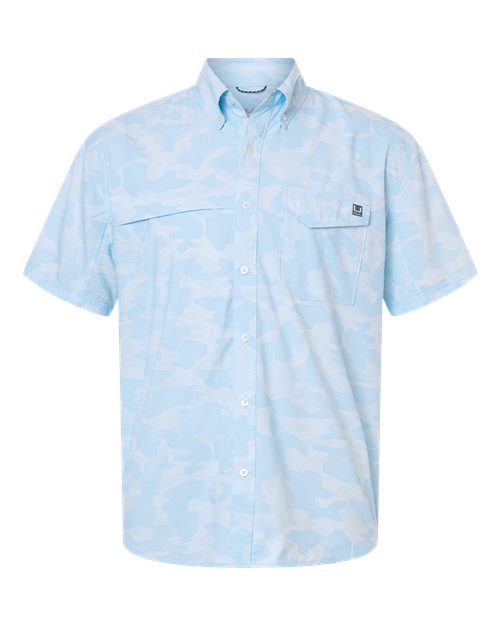 HUK H1500220 Men's Tidepoint Printed Short Sleeve Shirt - Coastal Drift - front
