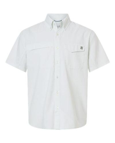 HUK H1500220 Men's Tidepoint Printed Short Sleeve Shirt - Pale Algae - front
