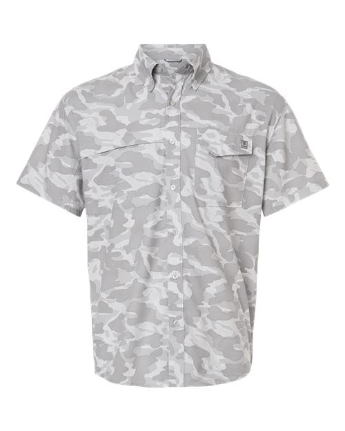 HUK H1500220 Men's Tidepoint Printed Short Sleeve Shirt - Seagull - front