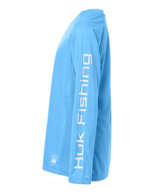 HUK H712L004 Youth Pursuit Long Sleeve T-Shirt - Marolina Blue - side