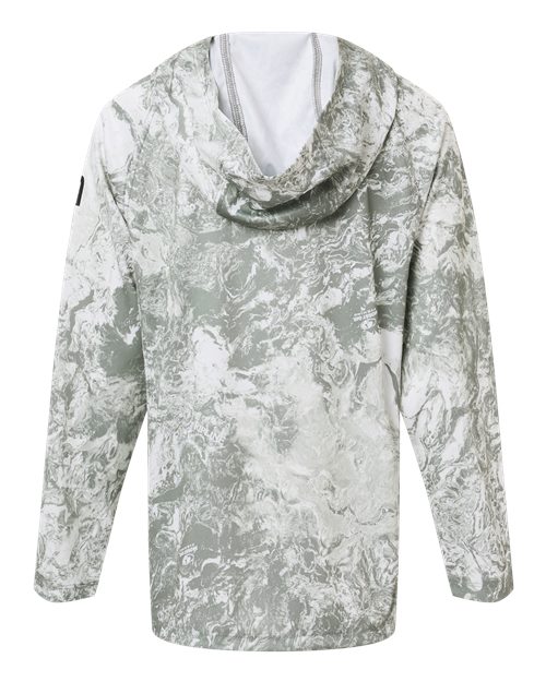 HUK H712L003 Youth Pursuit Mossy Oak Printed Hooded Long Sleeve T-Shirt - Seagrass - back