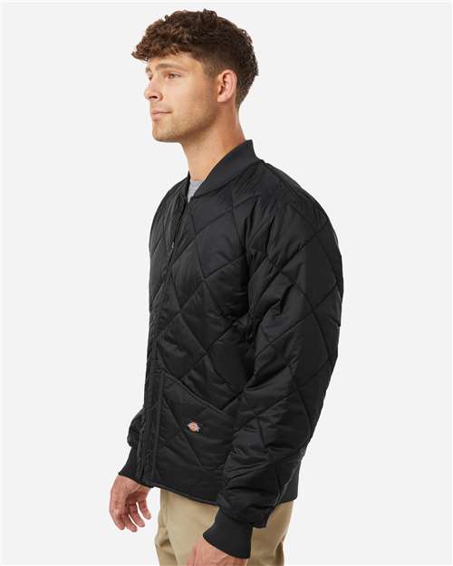 Dickies 6124 Men's Diamond Quilted Jacket - Black - model side