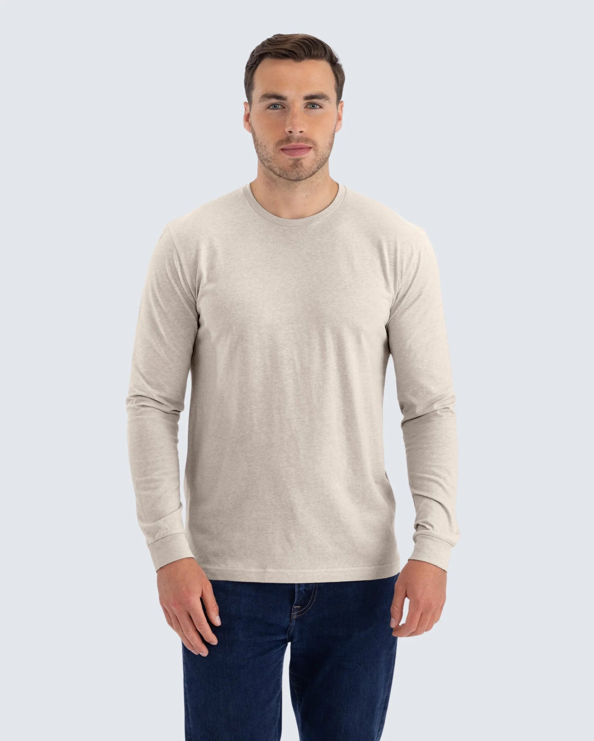 Classic Crew Long Sleeve T-Shirt in Sand, front view