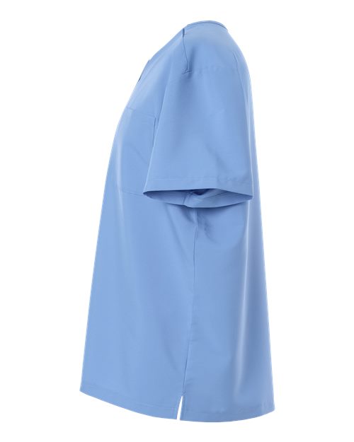 Hanes HMB000 Men's V-Neck Pocket Scrub Top - Ceil Blue - side