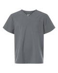 Hanes HMB000 Men's V-Neck Pocket Scrub Top - Grey - front