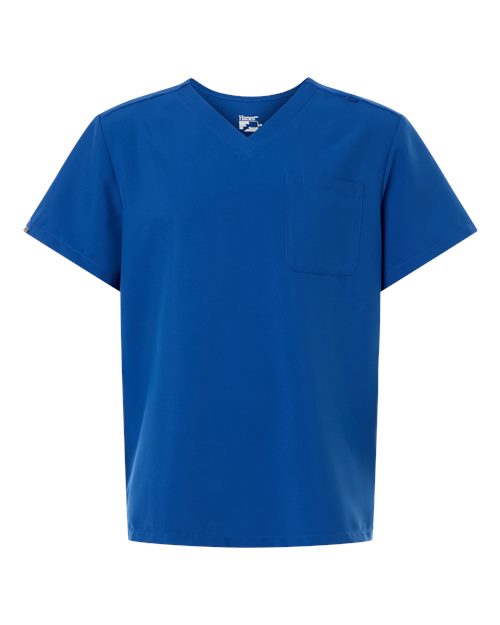 Hanes HMB000 Men's V-Neck Pocket Scrub Top - Royal Blue - front