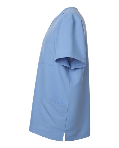 Hanes HMB002 Men's V-Neck 3 Pocket Scrub Top - Ceil Blue - side