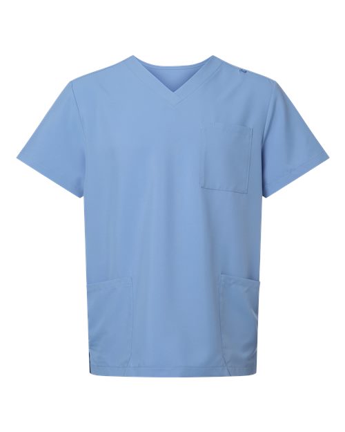 Hanes HMB002 Men's V-Neck 3 Pocket Scrub Top - Ceil Blue - front