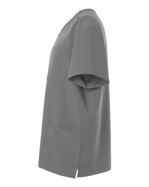 Hanes HMB002 Men's V-Neck 3 Pocket Scrub Top - Grey - side