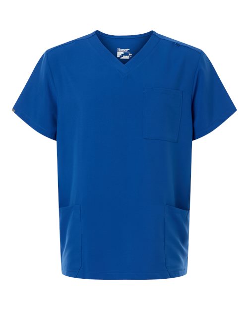 Hanes HMB002 Men's V-Neck 3 Pocket Scrub Top - Royal Blue - front