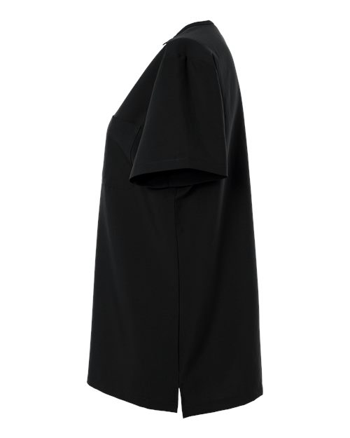 Hanes HSB000 Women's V-Neck 1 Pocket Scrub Top - Black - side