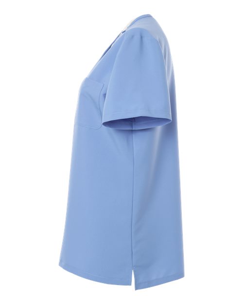 Hanes HSB000 Women's V-Neck 1 Pocket Scrub Top - Ceil Blue - side