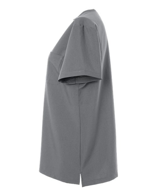 Hanes HSB000 Women's V-Neck 1 Pocket Scrub Top - Grey - side