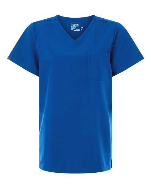Hanes HSB000 Women's V-Neck 1 Pocket Scrub Top - Royal Blue - front