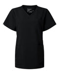 Hanes HSB002 Women's V-Neck 3 Pocket Scrub Top - Black - front