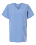 Hanes HSB002 Women's V-Neck 3 Pocket Scrub Top - Ceil Blue - front