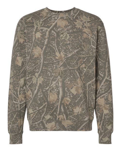 Independent Trading Co. IND3000 Unisex Heavyweight Crewneck Sweatshirt - Deadwood Tree Camo - front