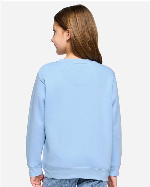 LAT 2225 Youth Crewneck Sweatshirt - Light Blue - model back