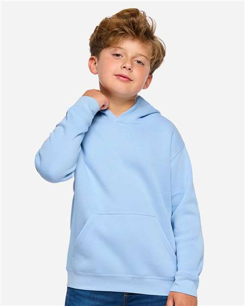 LAT 2296 Youth Hoodie Sweatshirt - Light Blue - model front