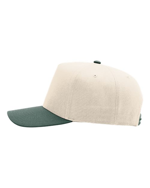 Richardson 323FPC Full Fabric Five-Panel Champ Cap - Cream/ Dark Green - side