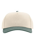 Richardson 323FPC Full Fabric Five-Panel Champ Cap - Cream/ Dark Green - front