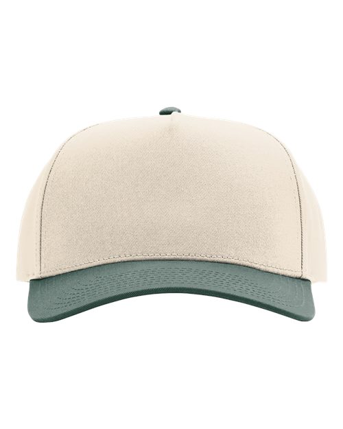 Richardson 323FPC Full Fabric Five-Panel Champ Cap - Cream/ Dark Green - front