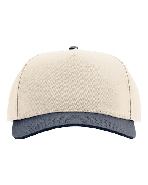 Richardson 323FPC Full Fabric Five-Panel Champ Cap - Cream/ Navy - front