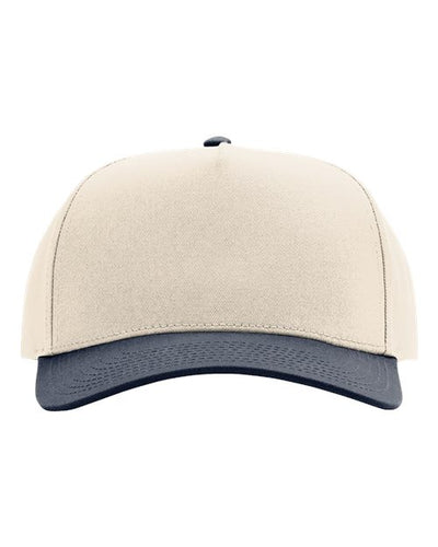 Richardson 323FPC Full Fabric Five-Panel Champ Cap - Cream/ Navy - front