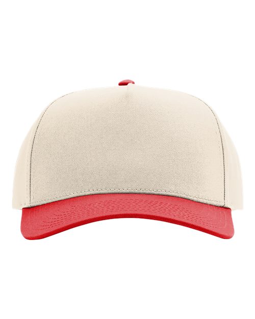 Richardson 323FPC Full Fabric Five-Panel Champ Cap - Cream/ Red - front