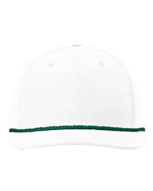 Richardson 258 Five-Panel Classic Rope Cap - White/ Kelly Green - front