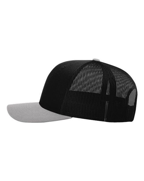 Richardson 112 Snapback Trucker Cap - Black/ Light Grey CMB - side