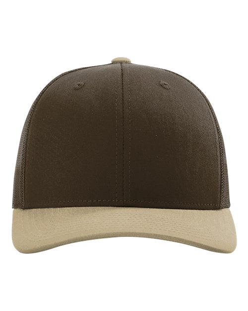 Richardson 112 Snapback Trucker Cap - Brown/ Khaki CMB - front