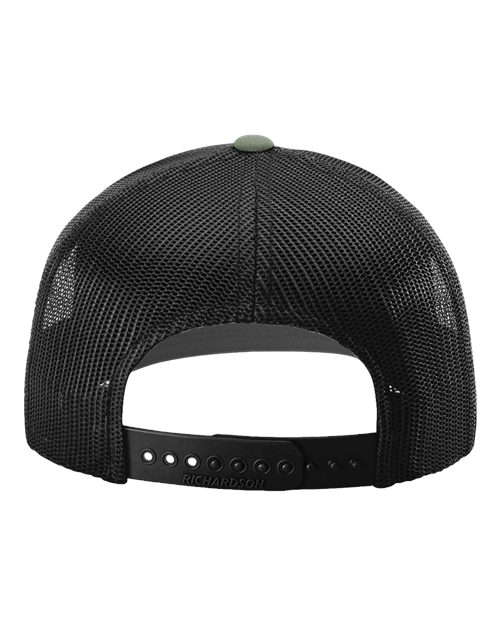 Richardson 112 Snapback Trucker Cap - Cream/ Black/ Loden Green - back