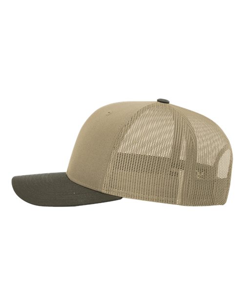 Richardson 112 Snapback Trucker Cap - Khaki/ Chocolate Chip CMB - side