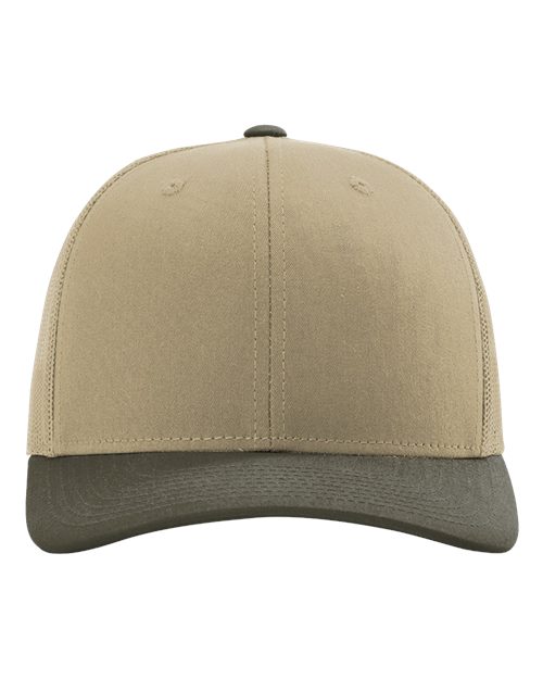 Richardson 112 Snapback Trucker Cap - Khaki/ Chocolate Chip CMB - front